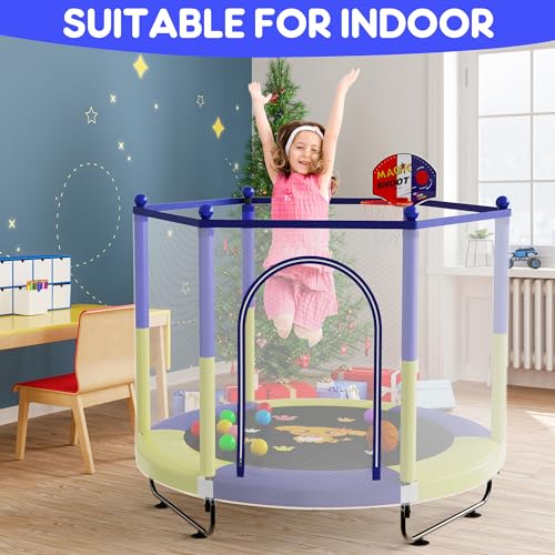 60" Trampoline with Basketball Hoop, Safety Enclosure A868523