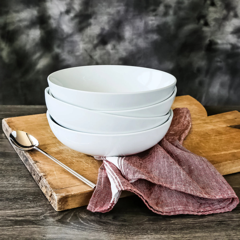 Porcelain Round Pasta Serve Bowls, Set of 4 F273