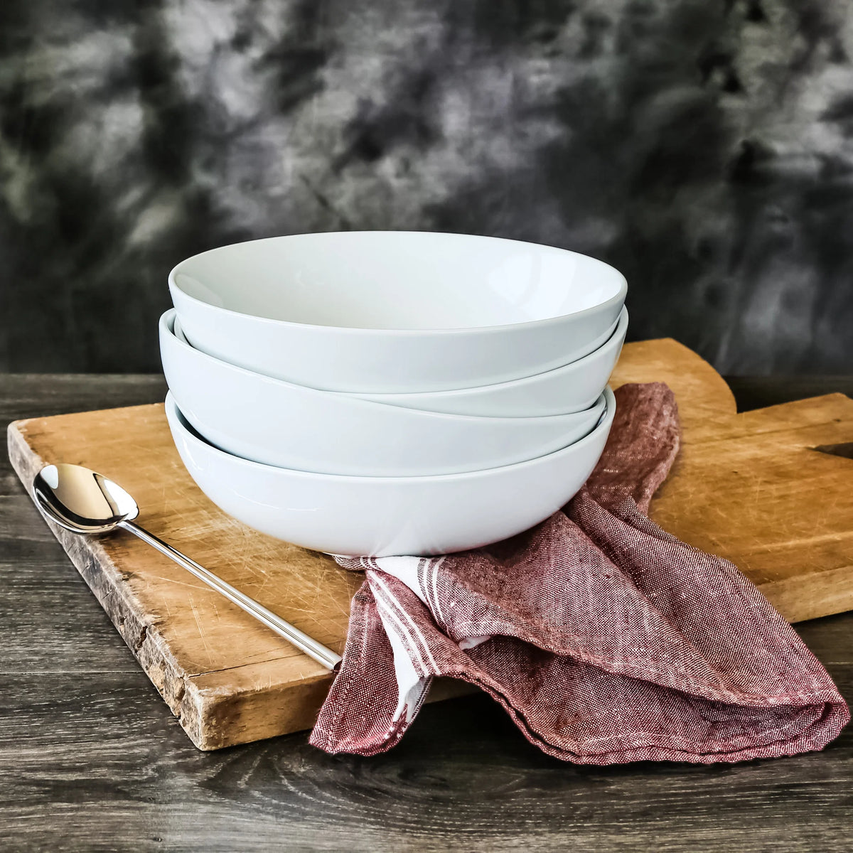 Porcelain Round Pasta Serve Bowls, Set of 4 F273
