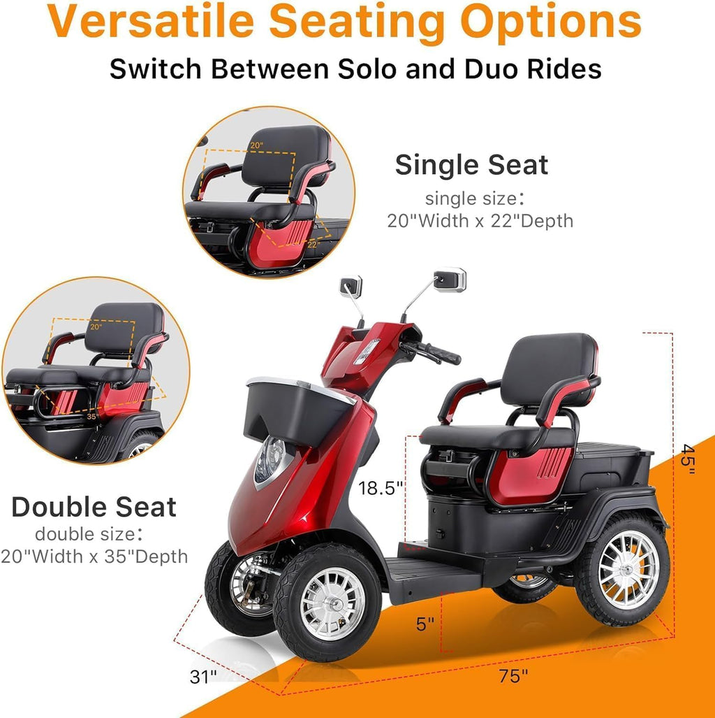 Red 2 Seater Mobility Scooter W750030