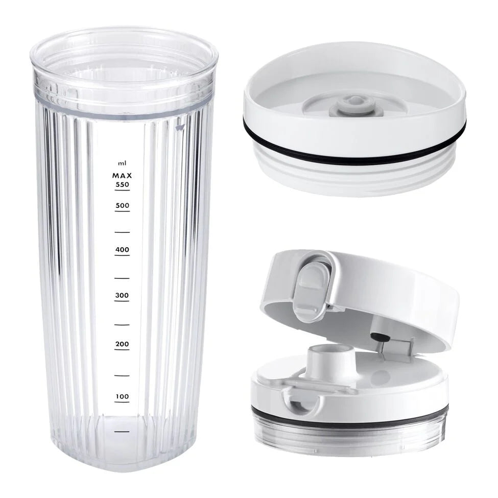 Personal Blender Jar with Drinking and Vacuum Lid in Silver C9823