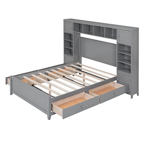 White Wood Full Murphy Bed with Shelf S550127