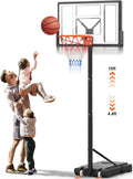 Height Adjustable Portable Basketball Hoop with Shatterproof PVC Backboard and 18 Rim A2259