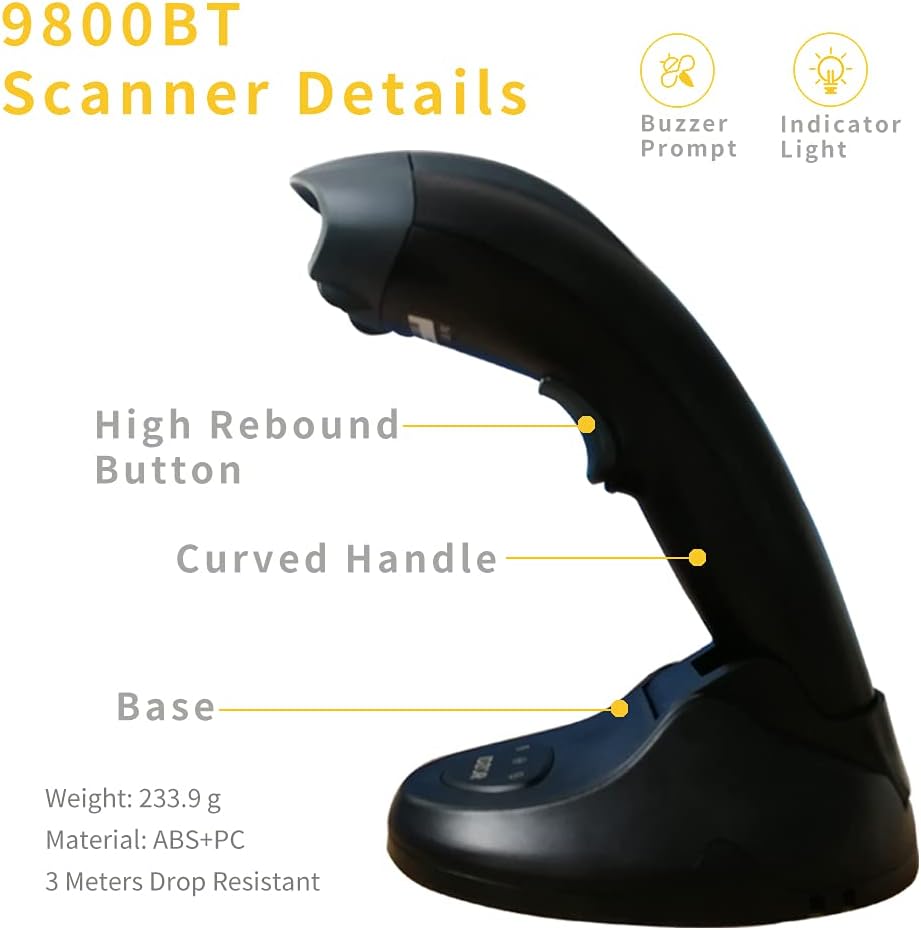 Wireless Bluetooth Barcode Scanner with USB Receiver A2386