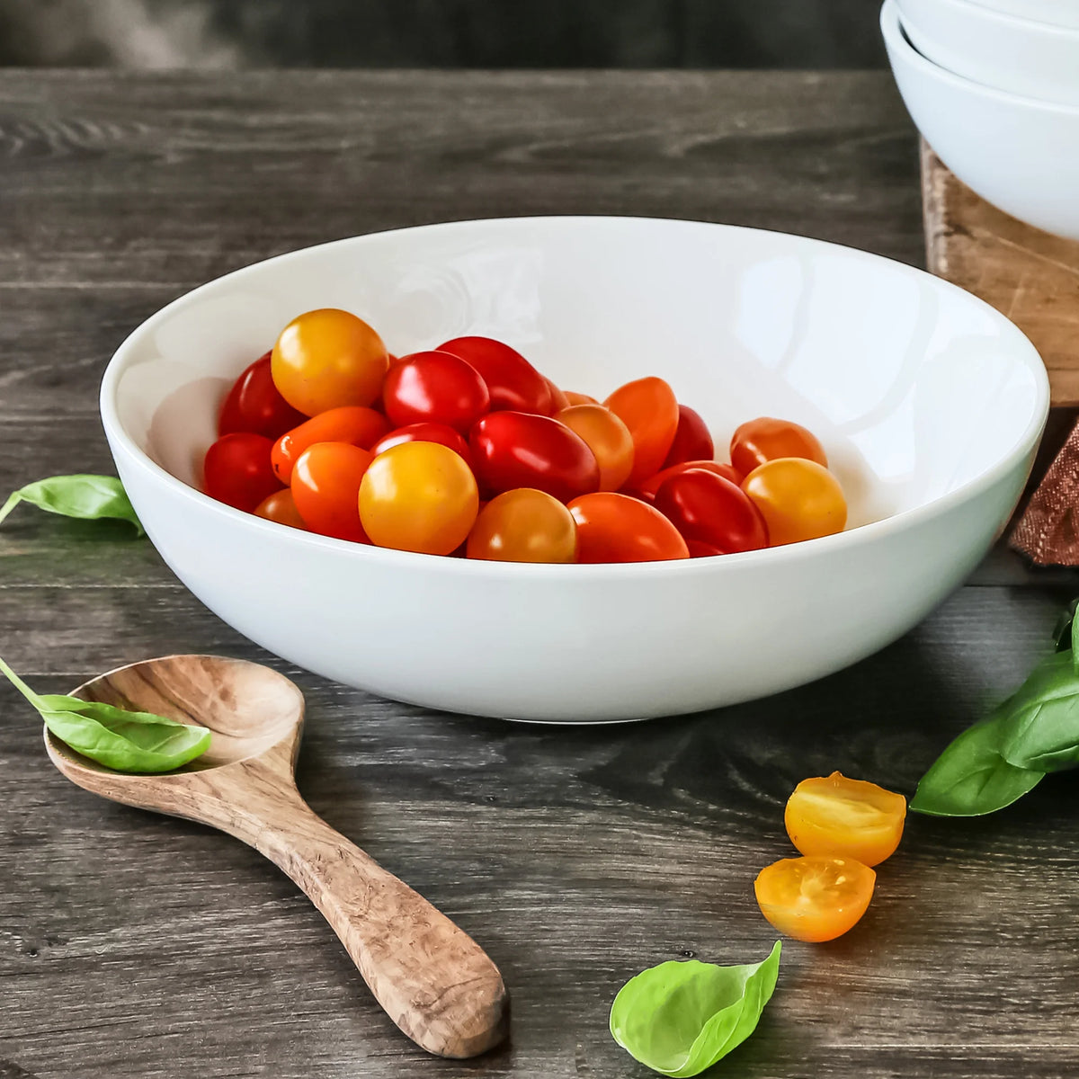 Porcelain Round Pasta Serve Bowls, Set of 4 F273