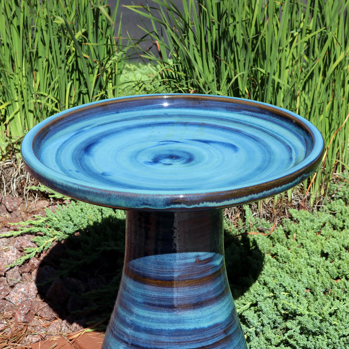 Glazed Ceramic Outdoor Bird Bath J81453