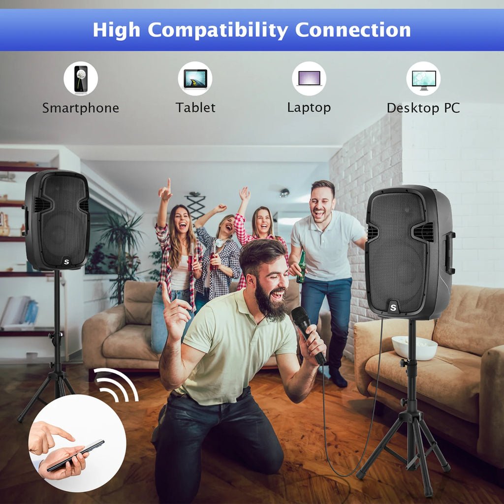 2000W Powered Speakers with Speaker Stands J6141