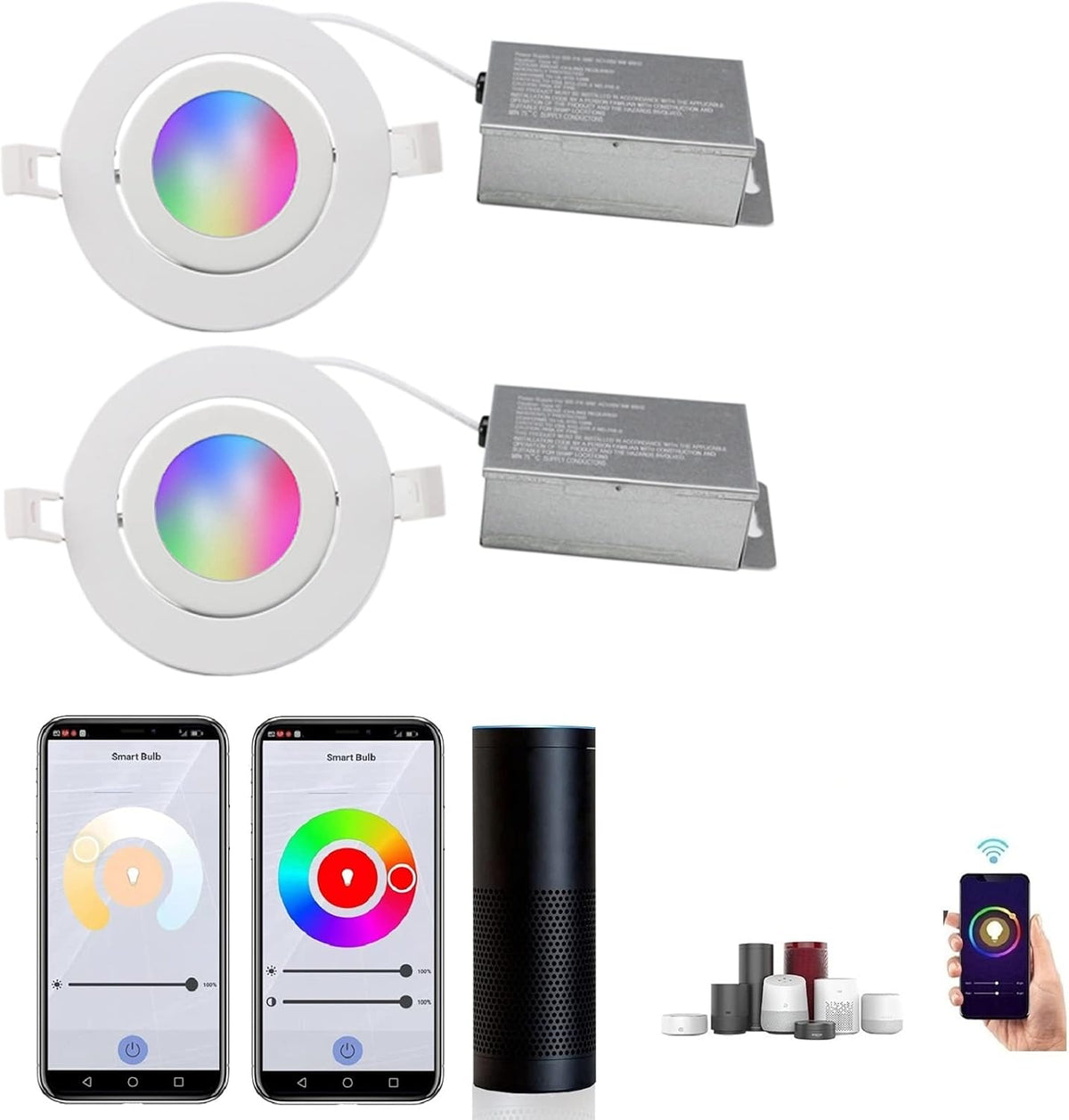 4 inch Smart LED Recessed Lights, 9W, 2 Pack O147942
