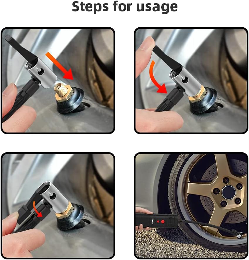 Tire Inflator Portable Air Compressor, 12V DC, 2000 * 3 mAh, 120 PSI, LED Light, Pack of 2 D303994