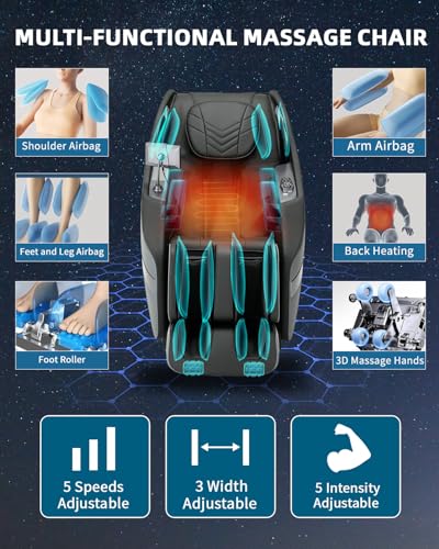 3D Full Body Massage Chair Zero Gravity Heat Grey M607472