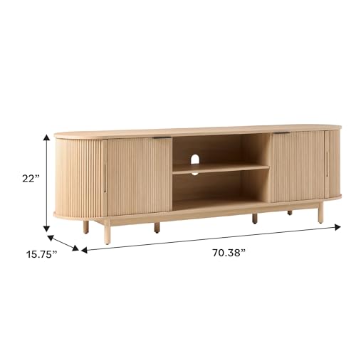 60 Inch Coastal Oak TV Stand with Sliding Doors R4724