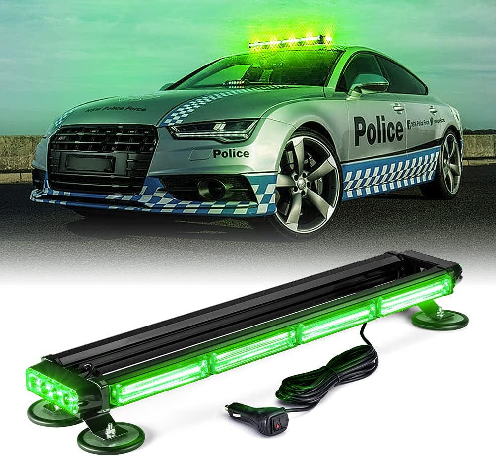 White Amber COB LED Rooftop Strobe Light Bar Double Side 26 High Visibility Emergency Hazard Warning Beacon Lights w/Magnetic Base K999314