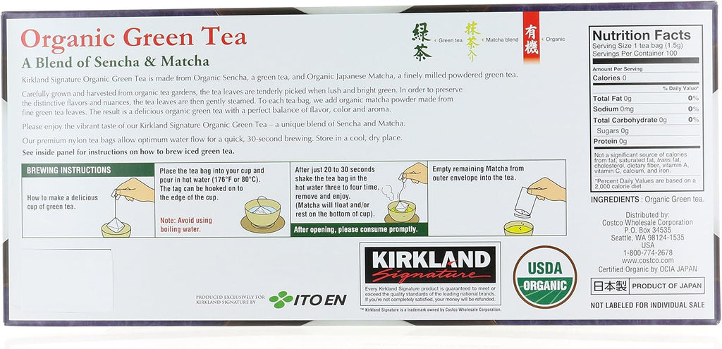 Organic Green Tea, 1.5 g, 100-count U73860