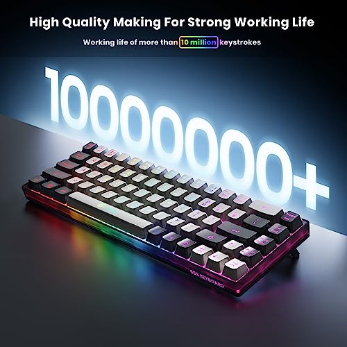 65% Wireless Gaming Keyboard, 68 Keys Ultra-Compact Anti-ghosting No-Conflict (Black-Grey) Q875272