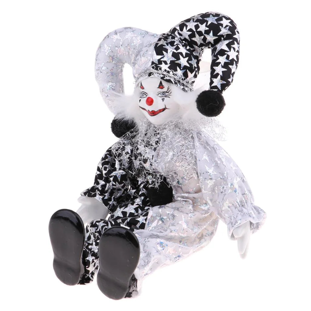 9 Inch Porcelain Harlequin Doll Figure Y383