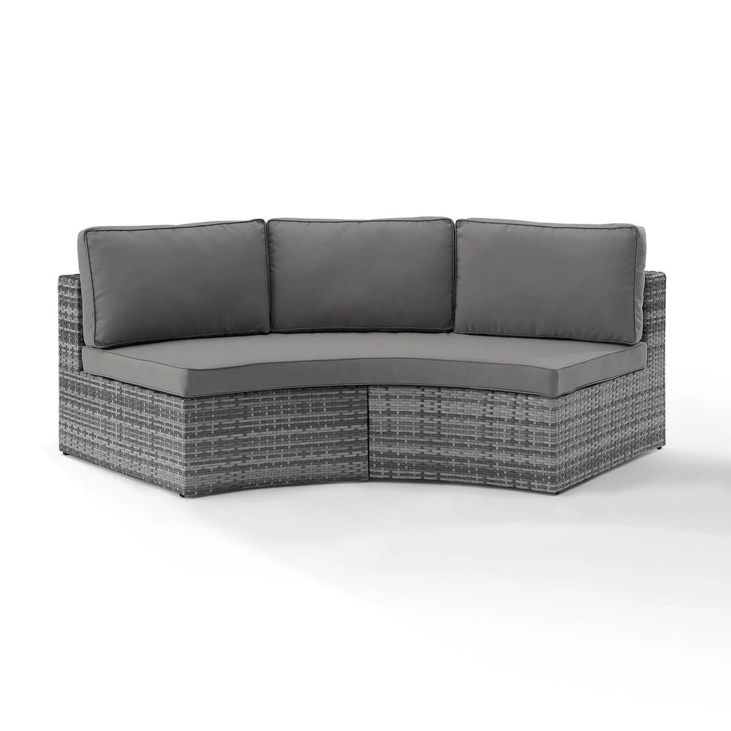 Gray Wicker Curved Patio Sectional Sofa X799313