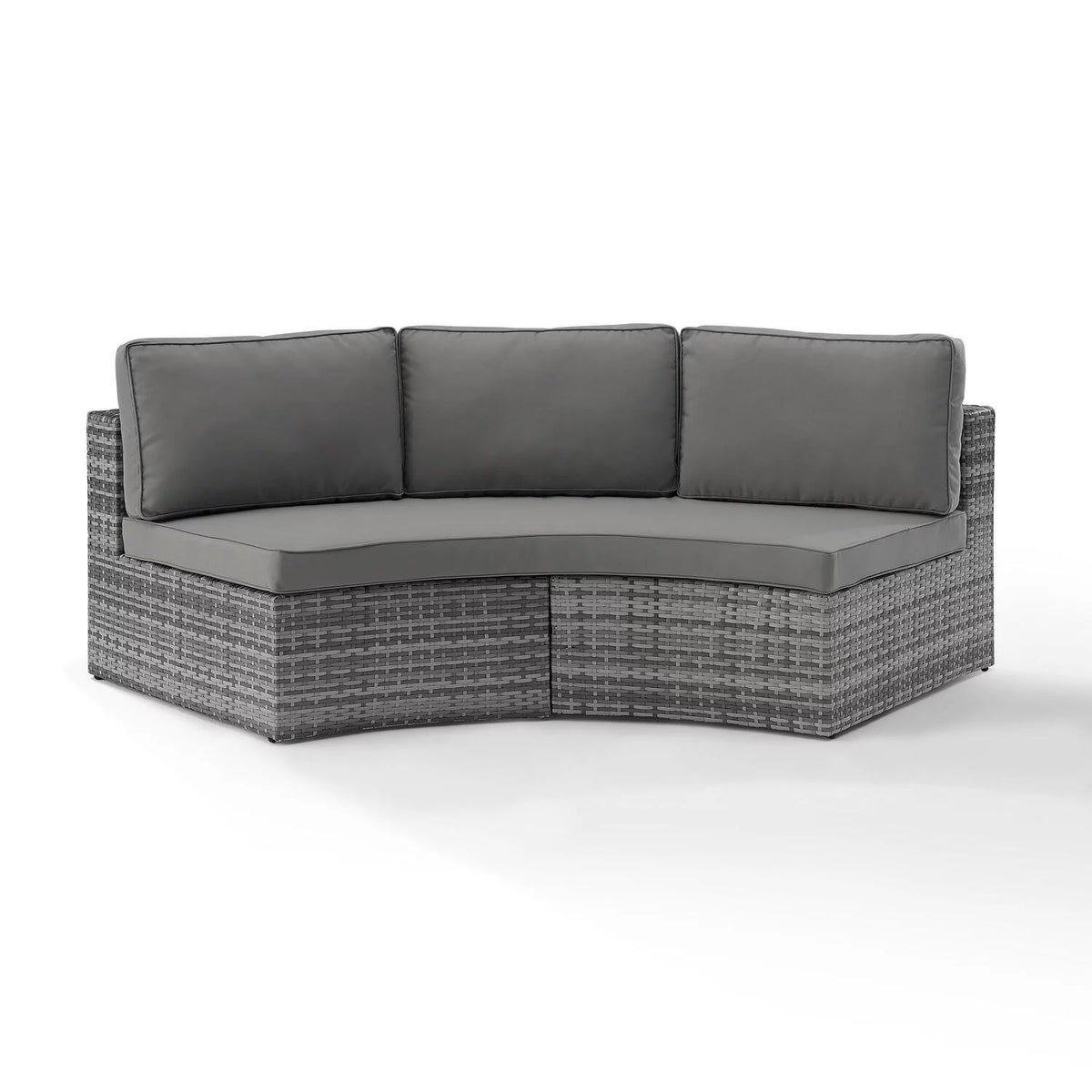 Gray Wicker Curved Patio Sectional Sofa X799313