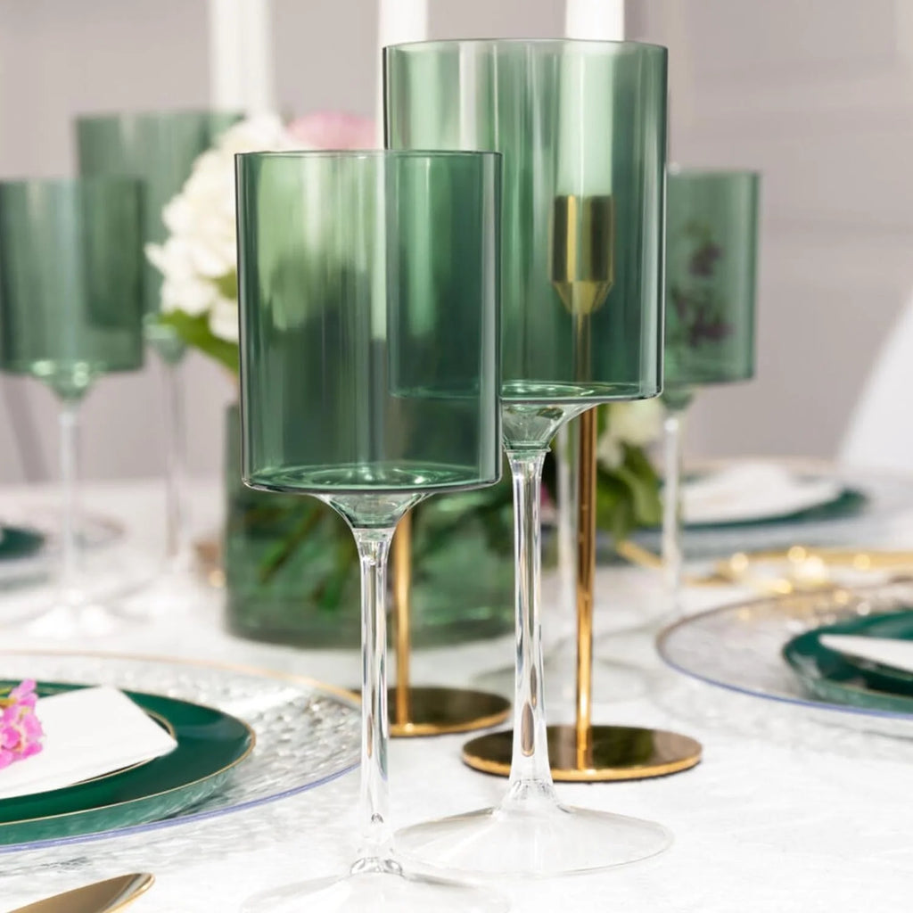 Green 9 oz Plastic Wine Glasses Set of 10 R1210