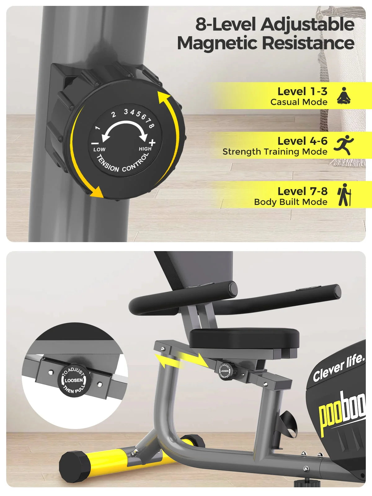 Recumbent Exercise Bike Belt Drive Indoor Cycling Bike X80036