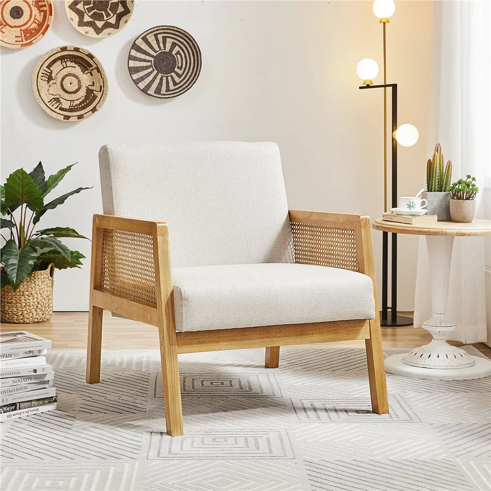 Beige Fabric Upholstered Accent Chair C7917