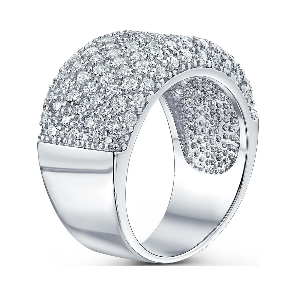 Wide Pave CZ Band Ring .925 Sterling Silver T6896