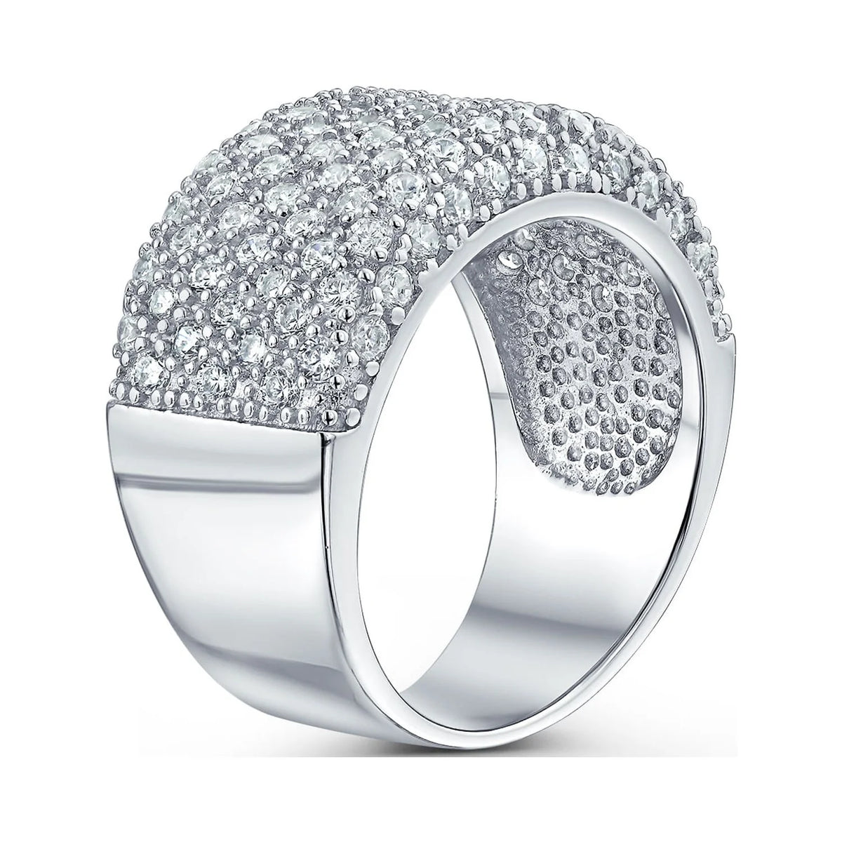 Wide Pave CZ Band Ring .925 Sterling Silver T6896