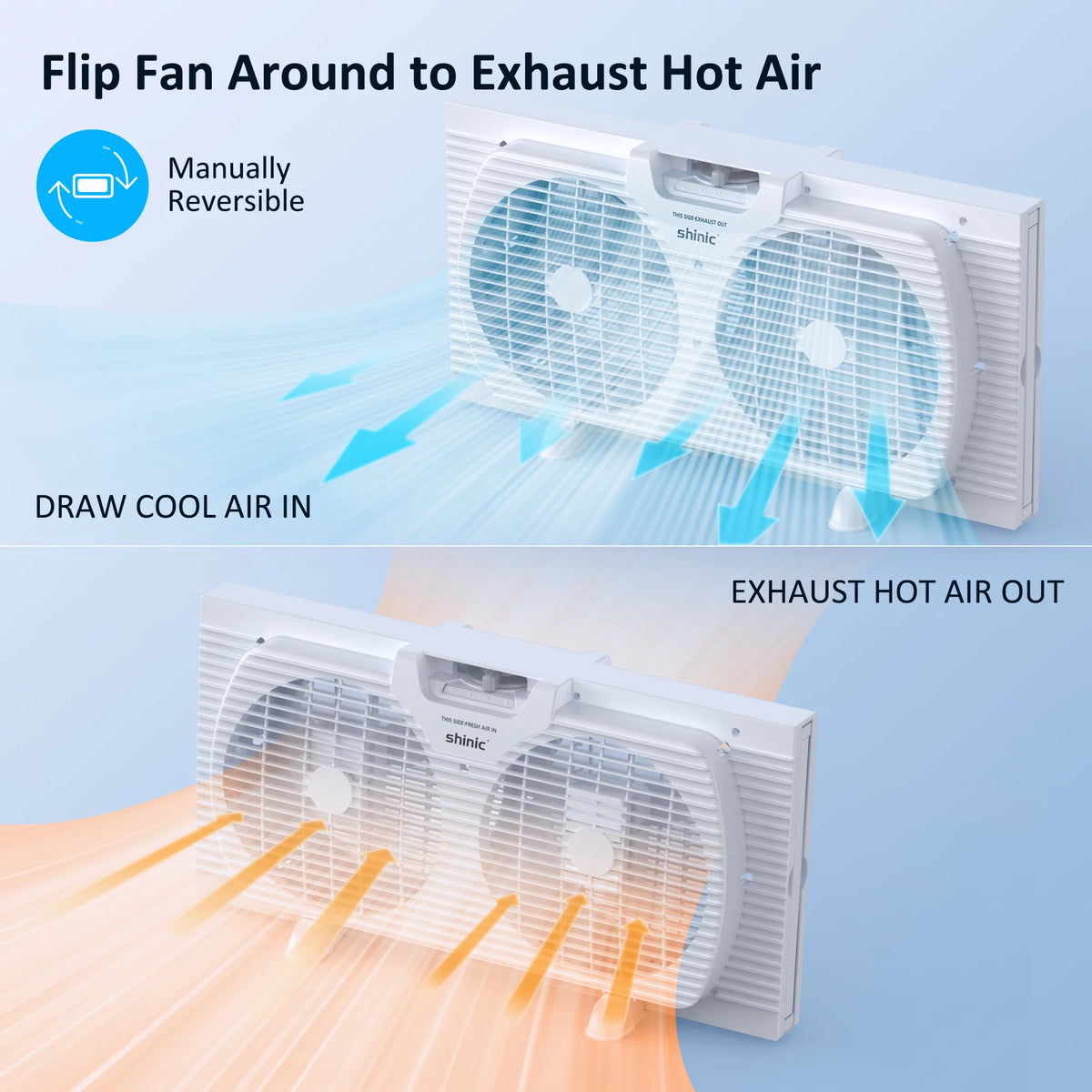 9 3-Speed Twin Window Fan with Removable Bug Screen, White Q134