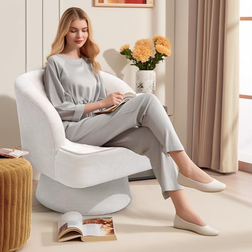 Beige Linen Swivel Accent Chair J925