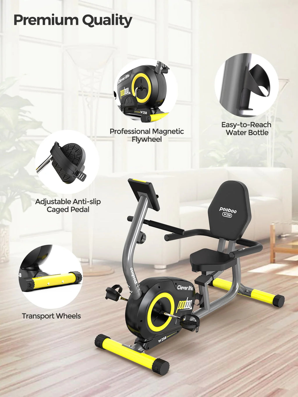 Recumbent Exercise Bike Belt Drive Indoor Cycling Bike X80036