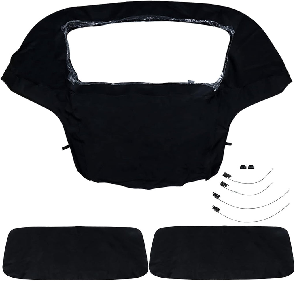 Soft Top with Plastic Window Black Twill Replacement I32515