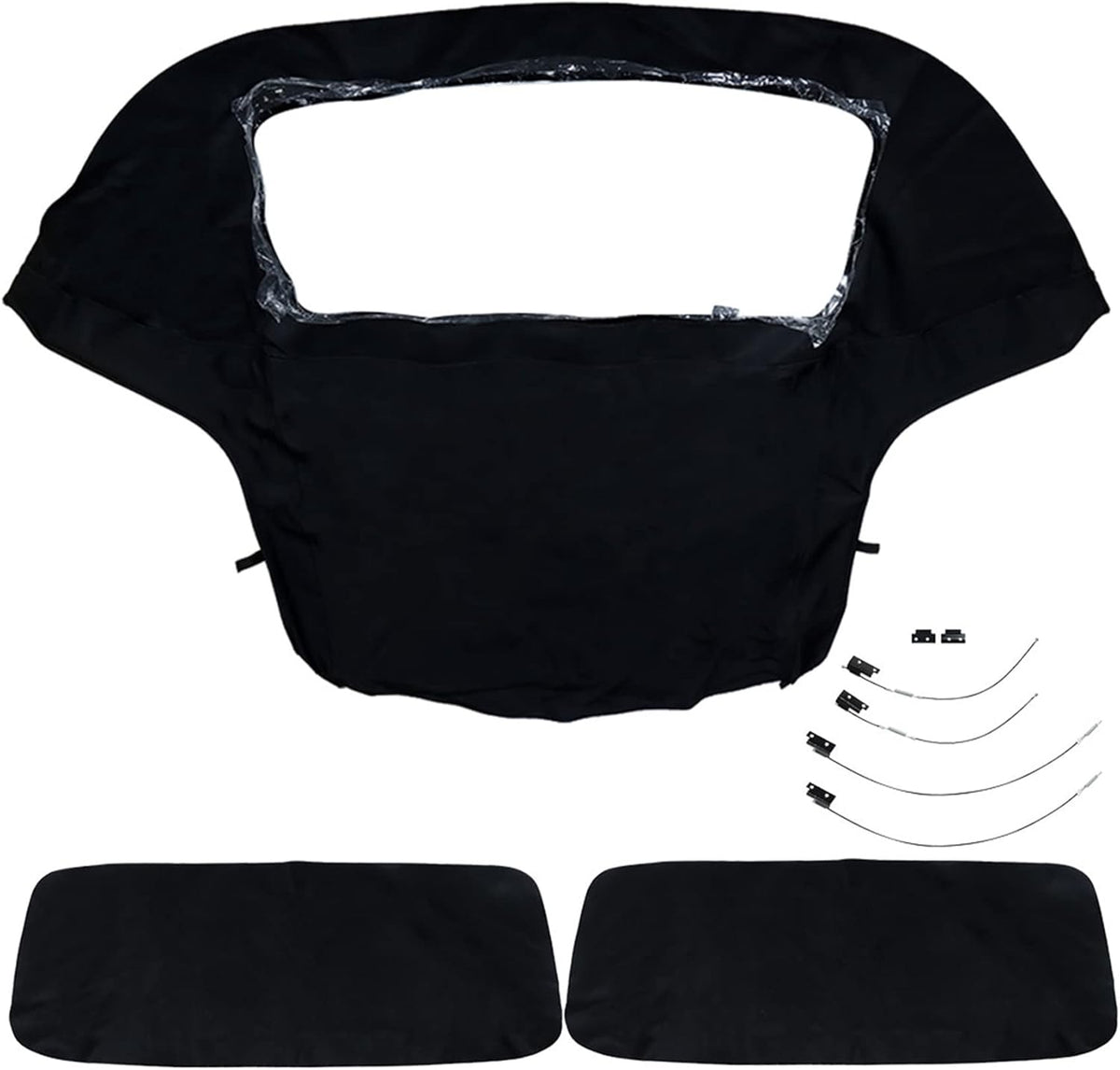 Soft Top with Plastic Window Black Twill Replacement I32515