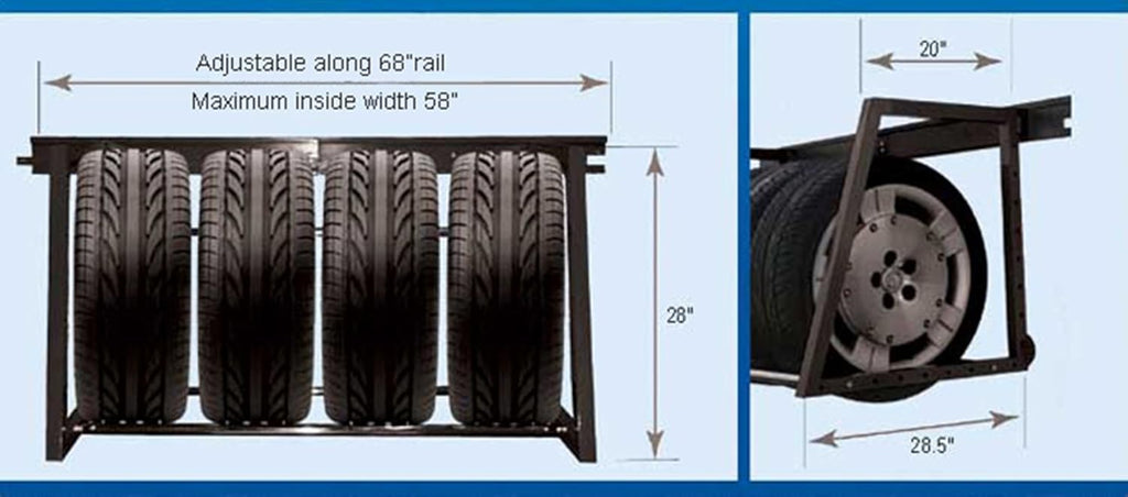 Heavy Duty Adjustable Garage Wall Tire Rack Storage, Black H455