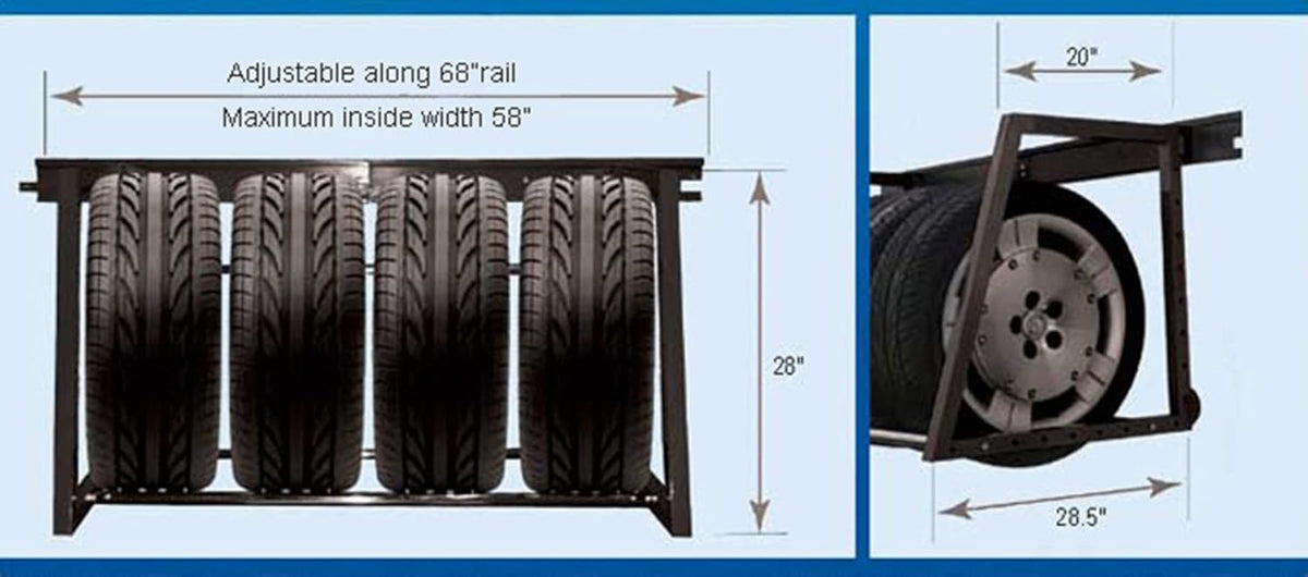 Heavy Duty Adjustable Garage Wall Tire Rack Storage, Black H455