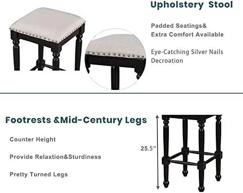 5-Piece Wood Dining Table Set with 4 Stools C857292