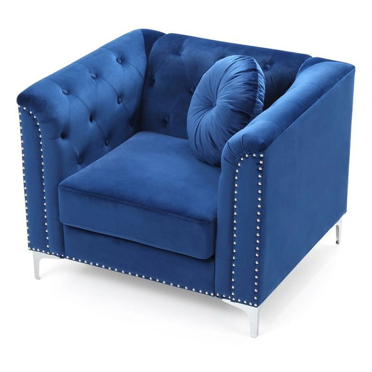 Velvet Sofa and Chair 2-Piece Set Navy Blue K9715