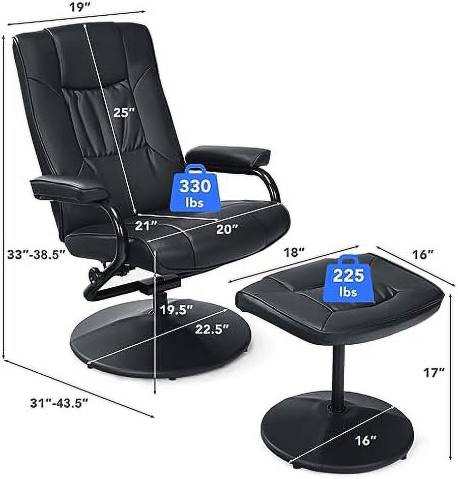 Brown PU Leather Swivel Reclining Chair with Ottoman M343