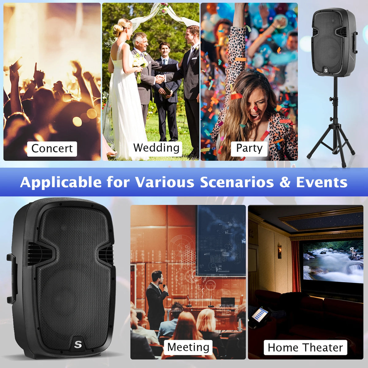 2000W Powered Speakers with Speaker Stands J6141