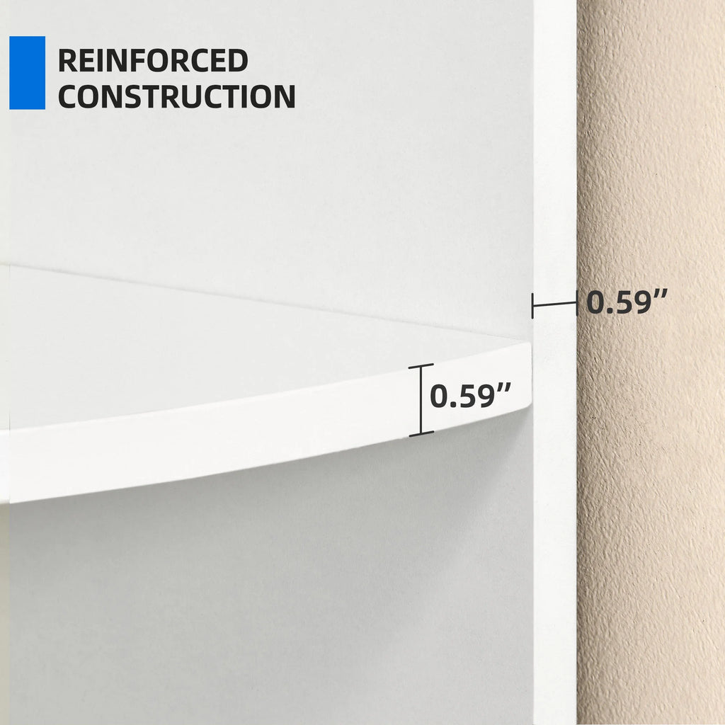 White 5-Tier Corner Bookcase T5160