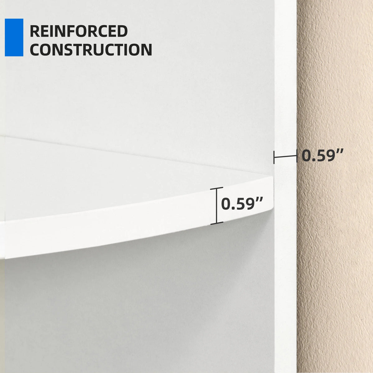 White 5-Tier Corner Bookcase T5160