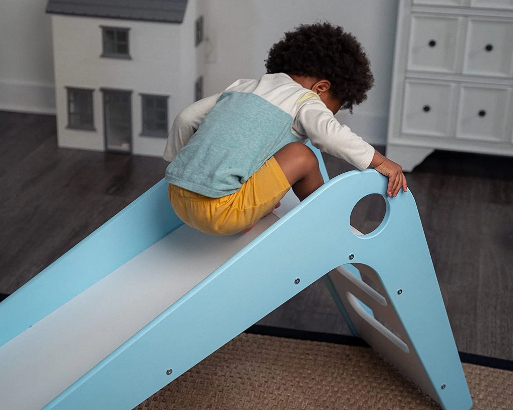 Wooden Indoor Slide for Kids Ages 18mo - 4 Years (Blue) D847