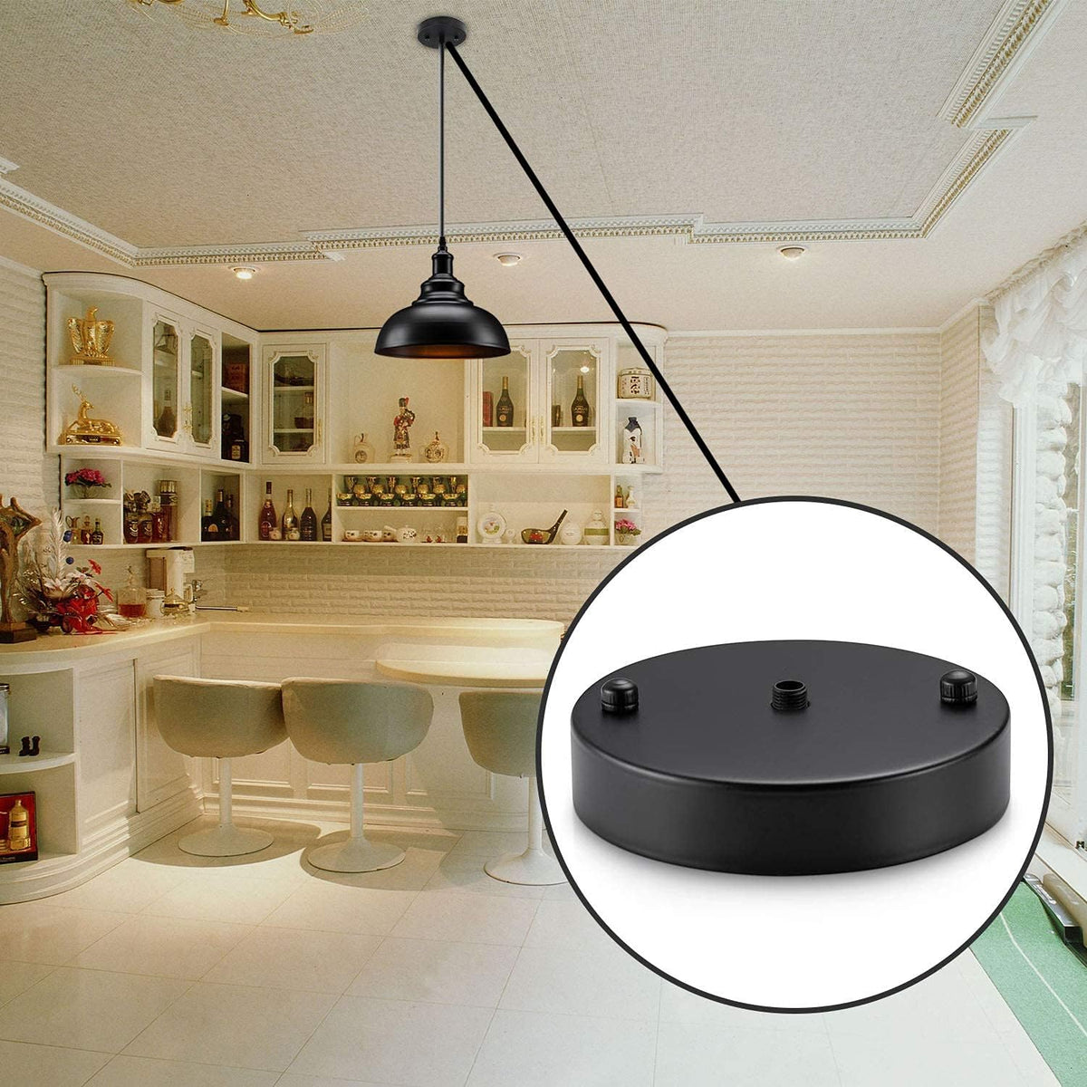 Black Steel Ceiling Canopy Kit with Hardware T596593