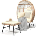 Oversized Wicker Egg Chair with Ottoman and Cushions J194