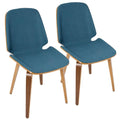Blue Fabric Walnut Wood Chair (Set of 2) Y923