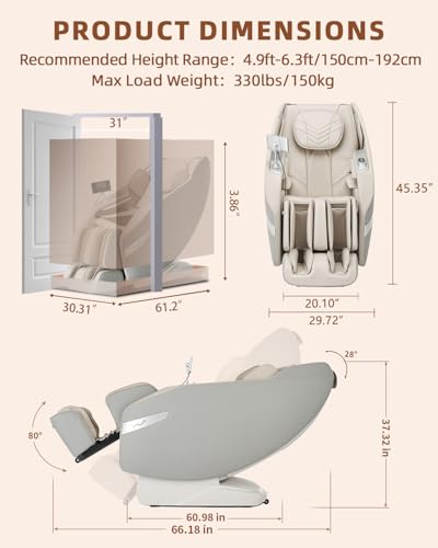 3D Full Body Massage Chair Zero Gravity Heat Grey M607472