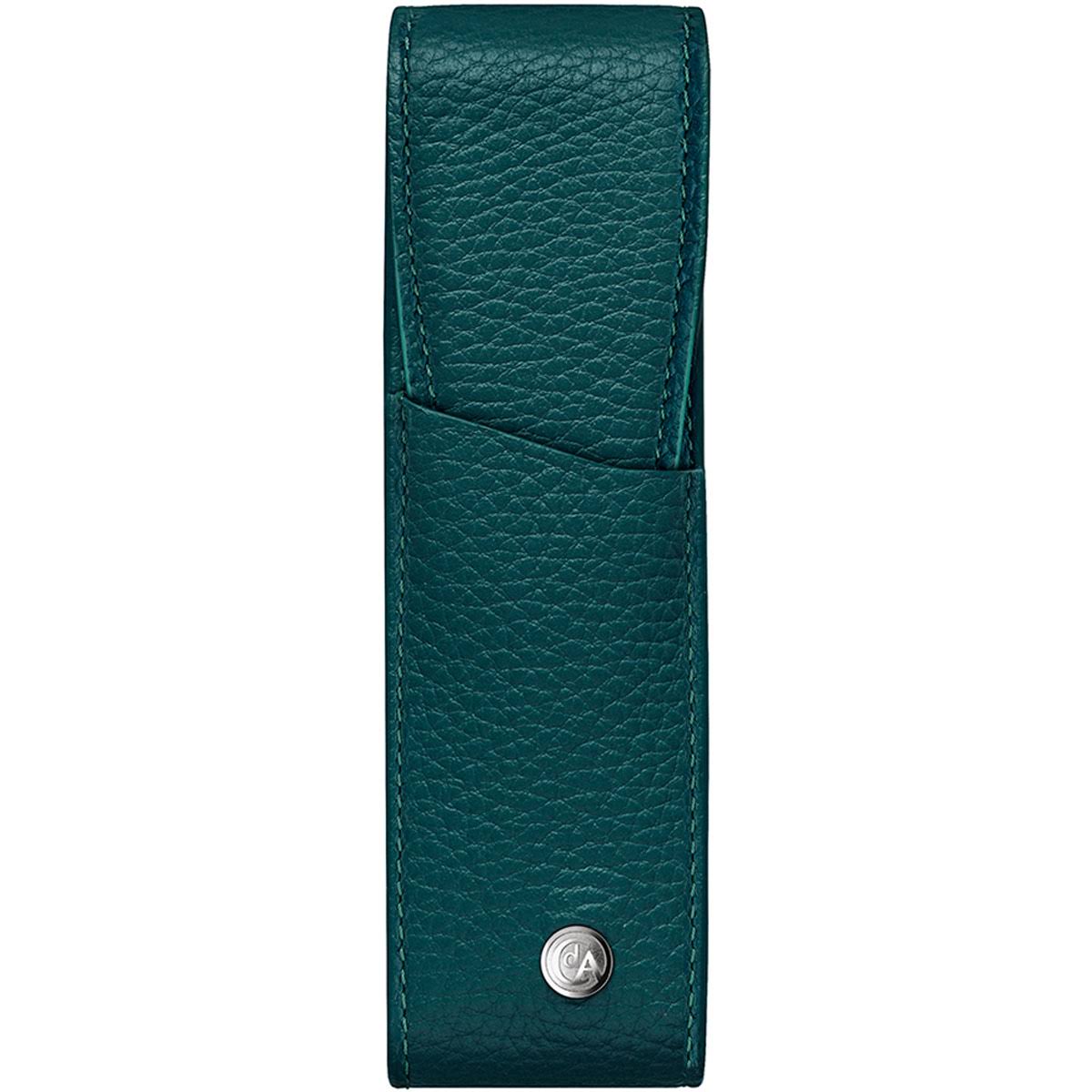 Green Leather Two Pen Case Q890432