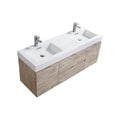 60 in. Double Sink Wall Mount Nature Wood Bathroom Vanity O34312