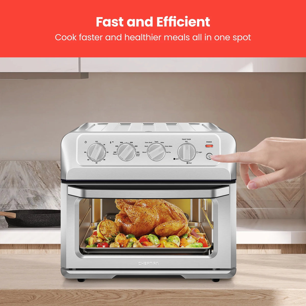 Air Fryer + Toaster Oven Combo, 20 Qt Stainless Steel C862717