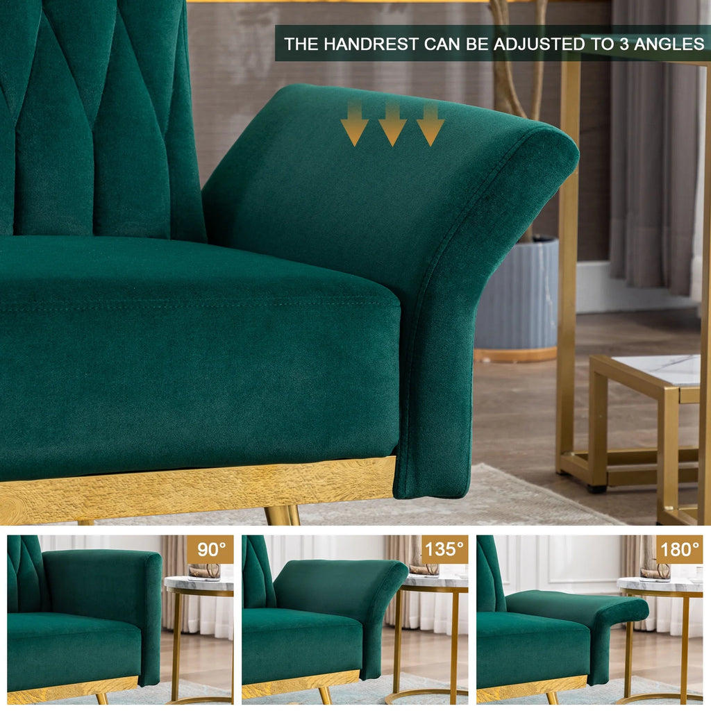 Green Velvet Convertible Futon Sofa Bed X576860