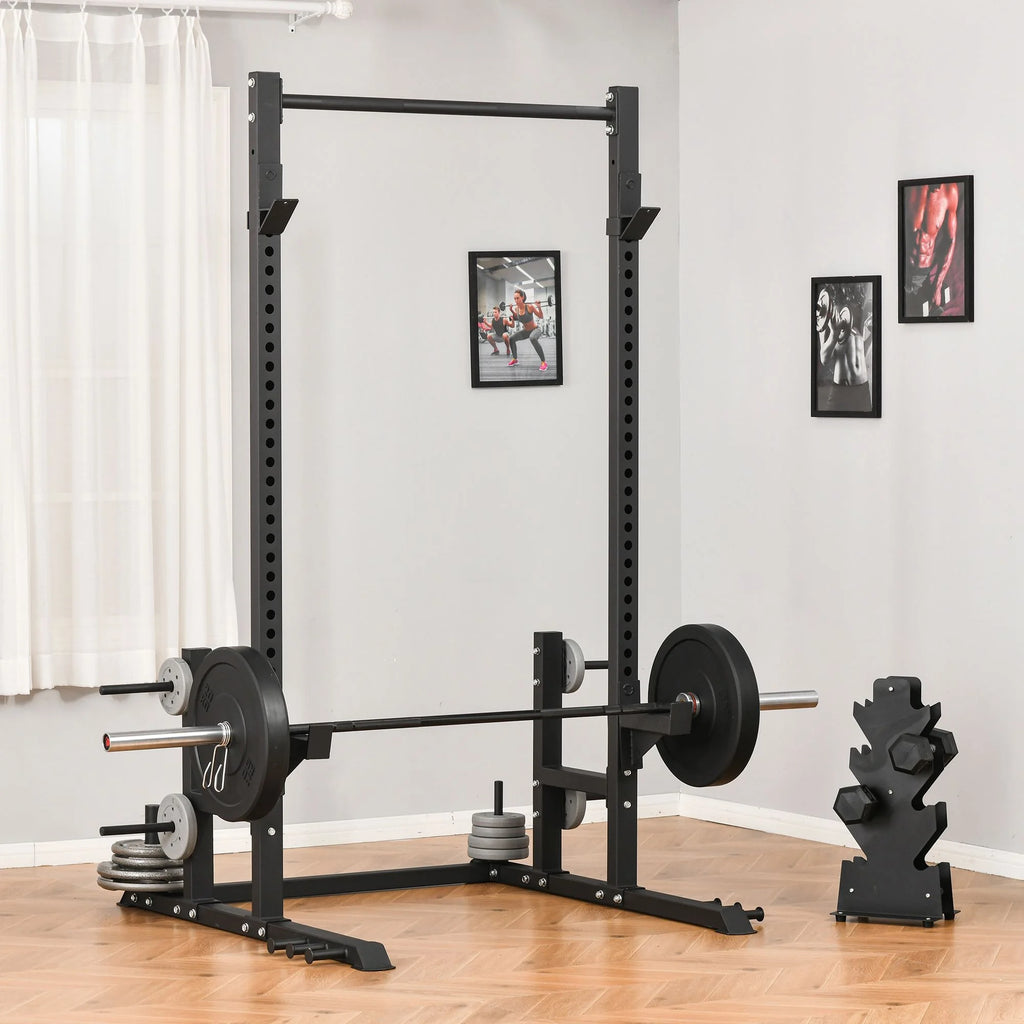 Power Rack with Pull up Bar and Adjustable Barbell Rack O82784