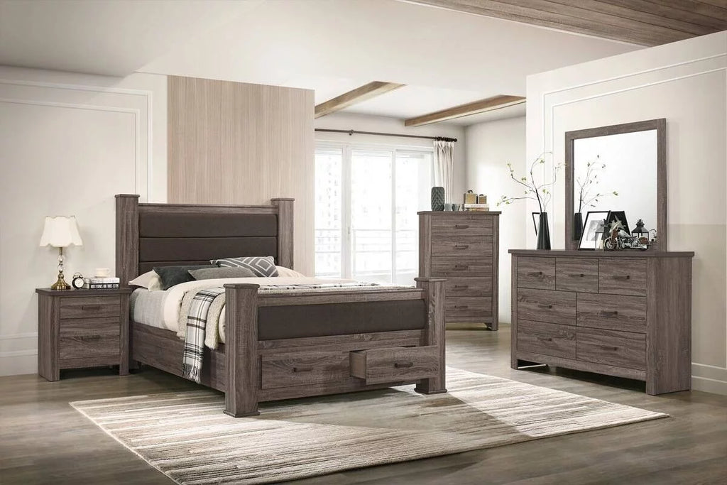Eastern King Size 4pc Wooden Bedroom Set with Dresser Mirror Nightstand T640388